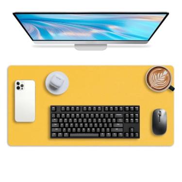 Imagem de Protetor de mesa de couro, tapete de escritório, tapete de mouse grande, borrão de couro PU antiderrapante, almofada de mesa para laptop, impermeável, tapete de teclado de mesa para escritório