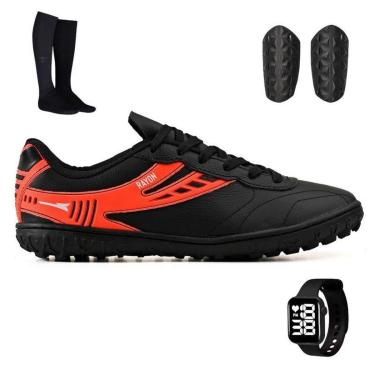 Imagem de Kit com Chuteira Masculina + Meião e Caneleira + Relógio-Masculino