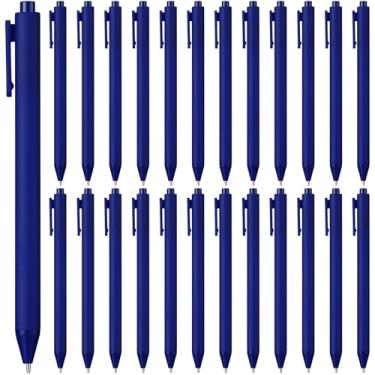 Imagem de yptniginu 25 canetas esferográficas retráteis a granel 1,0 mm, ponta média, tinta preta, canetas fofas, material escolar para professores, estudantes, funcionários, chá de panela, chá de bebê (azul)