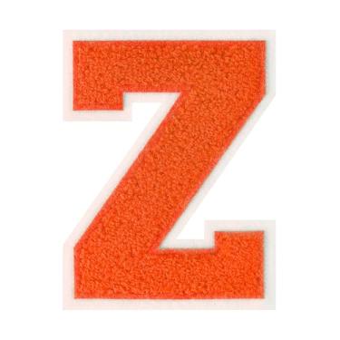 Imagem de 1 peça de patch de letra de chenille laranja de 11,4 cm com borda branca – Remendos do alfabeto para roupas, jaquetas, mochilas, chapéus para decoração personalizada, nome personalizado e artesanato