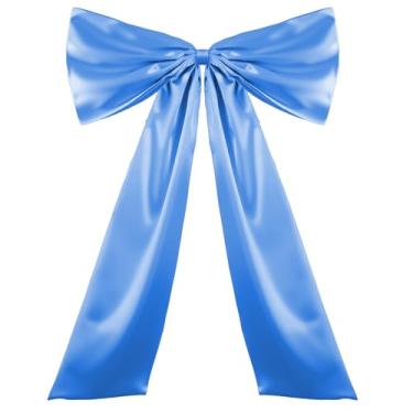 Imagem de YonJeeky Decorações de laço grande 104 x 66 centímetros laço de fita de cetim gigante para pano de fundo de festa de aniversário decoração de quarto de parede decorativo arco de coquete casamento