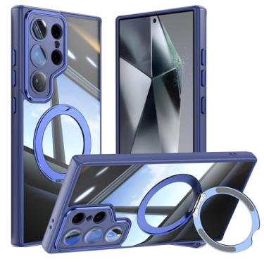 Imagem de Capa de telefone Vanki para Samsung Galaxy S24 Ultra compatível com magnético com suporte S24U Capa magnética com suporte de anel de 360 graus para Samsung S24 capa ultra transparente antiqueda (azul)