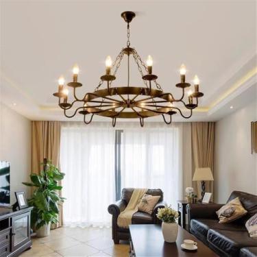 Imagem de Luminária pendente vintage industrial com LED, estilo americano, ideal para sala de estar, restaurante, quarto, casa de campo, loft, loja de roupas, café, bar, casa de família (R 12 lâmpadas