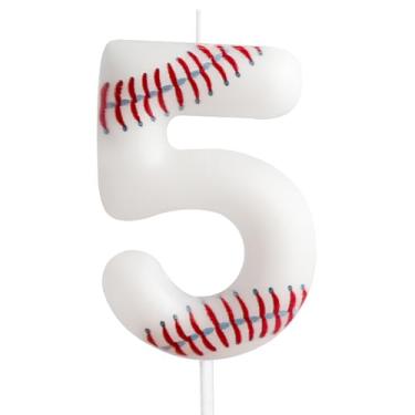 Imagem de Vela de aniversário, velas com número de aniversário com tema de beisebol, topo de bolo de vela para meninos, meninas, crianças, topo de bolo de aniversário, reuniões temáticas, suprimentos de festa