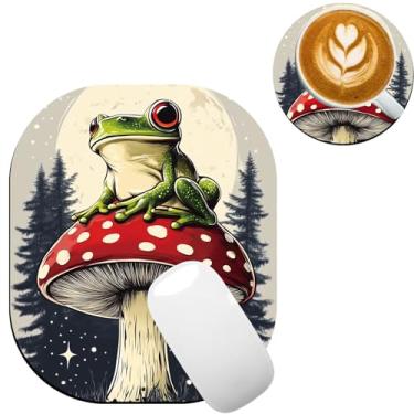 Imagem de TOEMZTFT Mouse pad pequeno, mini mouse pad 15,2 x 17,8 cm, bandeja de teclado para laptop, mouse sem fio, casa, escritório, com base de borracha antiderrapante, tapete de mouse impermeável, sapo em