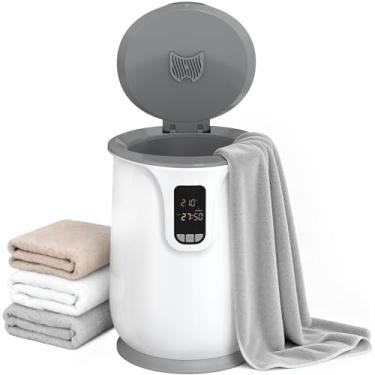 Imagem de LHRIVER Aquecedor de toalhas grande para banheiro – Aquecedor de toalha aquecido, alça de madeira, desligamento automático, cabe até duas toalhas grandes, roupões de banho, cobertores de 101 x 172 cm