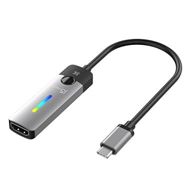 Imagem de j5create Adaptador USB tipo C para HDMI (8K @60Hz, 4K @120Hz) com luz LED RGB para MacBook Pro, MacBook Air, iPad Pro, Samsung Galaxy, Surface Pro, Dell, HP (JCA157)