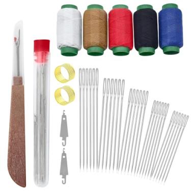 Imagem de Giasy_Fortune Conjunto de ferramentas de costura de aço com olho grande, 41 peças, kit de agulha e linha, conjunto portátil de costura manual, kit de ferramentas de reparo de agulha de perfuração