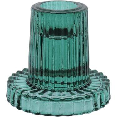 Imagem de CASTIÇAL PORTA VELA DECORATIVO HOME&CO VIDRO 6x6x6cm TURQUESA