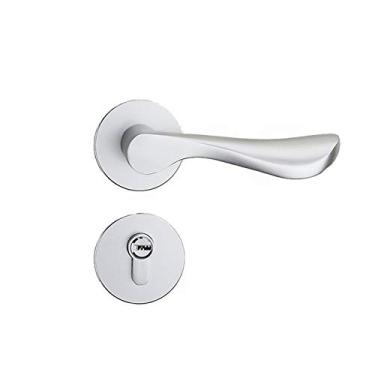 Imagem de Maçanetas de porta de alumínio com fechadura e chave, conjunto de fechadura de maçaneta anti-roubo, fechadura de porta dividida silenciosa para porta de quarto de quarto de escritório em casa