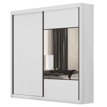 Imagem de Guarda Roupa Casal Sienna 2 Portas 8 Gavetas Neve Com Espelho - Horizo