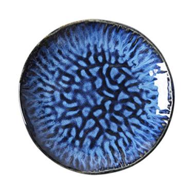 Imagem de Pratos de jantar de cerâmica fosca de porcelana pratos redondos de servir para torta de salada, bife, pizza, macarrão, restaurante, pratos de jantar de 20 cm