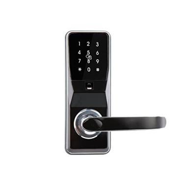 Imagem de Fechadura de porta eletrônica digital inteligente é desbloqueada por impressão digital, senha, cartão e chave mecânica, com 2 cartões (cor: A, tamanho: 210 * 78 mm)