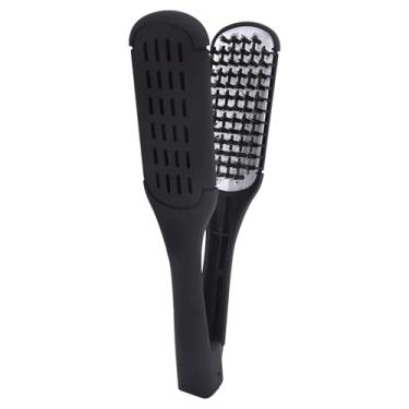 Imagem de Escova alisadora de cabelo liso – pente de cabelo dupla face | Ferramenta de penteado confortável de segurar para casa, ao ar livre, viagens de negócios