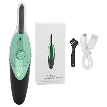 Imagem de Modelador de cílios elétrico aquecido recarregável USB Pente de ondulação de cílios portátil com display digital Design anti escaldante para mulheres Cílios naturais Material ABS (Verde esmeralda)