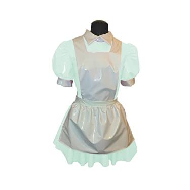 Imagem de Vestido masculino masculino manga Wetlook látex vestido rodado verde claro, P