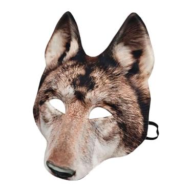 Imagem de Máscara de cabeça de lobo, máscara facial realista para adultos | Acessórios de fantasia de lobo de Halloween para fantasia de cosplay chique