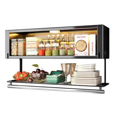 Imagem de Porta-temperos dobrável, organizador sob a prateleira com sensor de luz, carregamento USB, para pendurar embaixo do armário e instalação na parede, capacidade total de até 35,8 kg, D 24 cm x 40 cm a