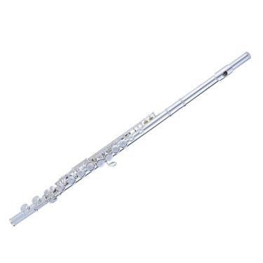 Imagem de Flauta Outfit C Tone Banhado a Prata 16 Orifícios Fechados Instrumento de Sopro Chave de Cobre Branco Com Chave E