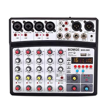 Imagem de BOMGE Mixer De Som De Áudio De 6 Canais - Console De Mixagem Digital Profissional Para Dj Para Transmissão Ao Vivo, Karaokê E Gravação Estéreo - Com Reprodução De Gravação De Computador Pc/Bluetoot