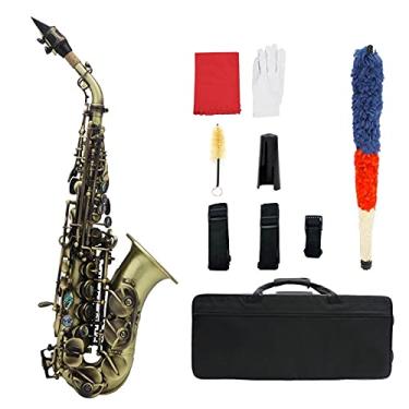 Imagem de Saxofone profissional B-Flat Antique Copper Soprano Saxofone Brass Sax Kit para iniciantes