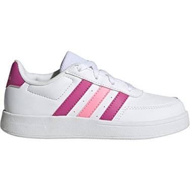 Imagem de adidas Tênis infantil unissex Breaknet, Branco nuvem/fúcsia lúcida/rosa feixe, 17
