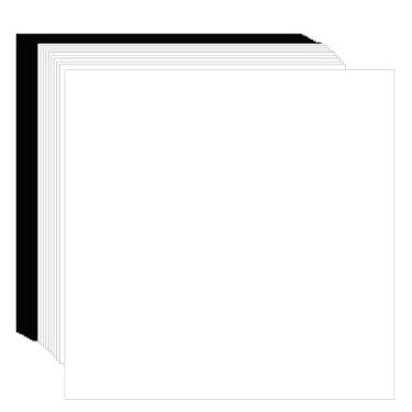 Imagem de Papel de arte para artesanato em cartolina preto e branco, 100 folhas, 30,5 x 30,5 cm, cartolina grossa, 40,8 kg/250 g/m², colorido, peso pesado, dupla face, sem dobras, artesanato para bricolage