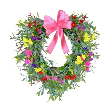 Imagem de Vaveren Guirlanda de Gipsofila em Formato de Coração, Guirlanda Decorativa Artificial para Porta de Entrada, Rosa