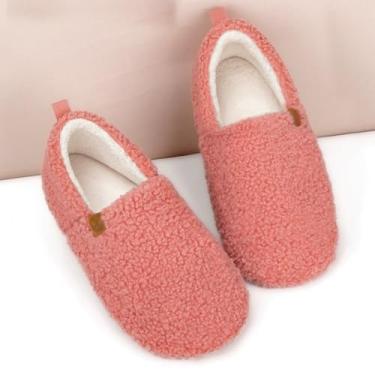 Imagem de Pantufas femininas de espuma viscoelástica para casa, aconchegantes e fechadas, com lã encaracolada, para ambientes internos e externos, Rosa pêssego, 8.5 Women/7 Men
