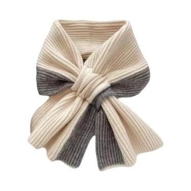 Imagem de Cachecol Curto De Malha Em Cor Sólida Para Meninas, Moda Outono Invern