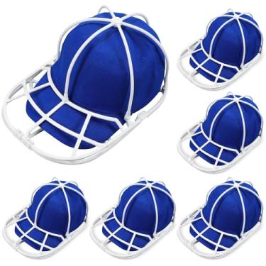 Imagem de Yiyiring Pacote com 6 protetores de boné de beisebol branco removível para máquina de lavar, suporte de limpador de chapéu de plástico para lava-louças para limpar e proteger chapéus de beisebol