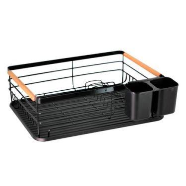 Imagem de Escorredor de Louça Metal com Madeira Preto - Tuut