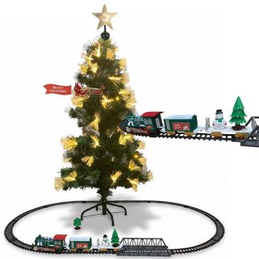 Imagem de Trenzinho Giratorio Natal Arvore Natalino Led Som Loja Shopping Vitrine Cenario Casa Decoraçao Fim De Ano