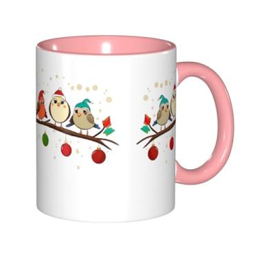 Imagem de Zeraoke Canecas de café criativas com estampa de corujas de Natal fofas no ramo, personalizadas, presente para a família, tamanho de 325 ml, unissex
