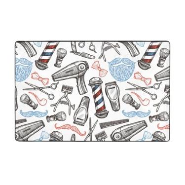 Imagem de ZERAOKE Tapete de área estilo barbearia 8 x 12 m, tapetes de fazenda para sala de estar, decorativo, lavável, antiderrapante, moderno, macio, para quarto, sala de jantar, sala de jogos, cozinha