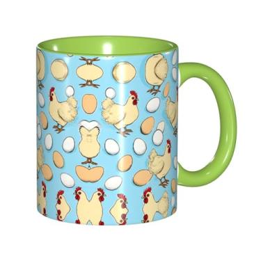Imagem de Zeraoke Canecas de café criativas com estampa de galinha de desenho animado, personalizado, presente para família, tamanho de 325 ml, unissex