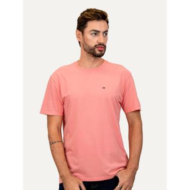 Imagem de Camiseta Tommy Jeans Masculina Regular Jersey C-Neck Flag Rosa-Masculino
