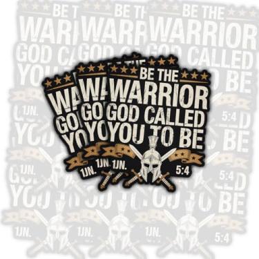 Imagem de Adesivo Be The Warrior God Called You to Be, verso da Bíblia Cristã 1 João 5:4, Adesivo motivacional da fé do guerreiro religioso para laptop, garrafa de água, carro, presente para homens e mulheres