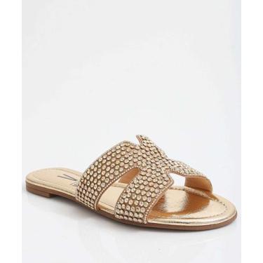 Imagem de Rasteirinha Feminina Metalizada Strass Vizzano-11144, 35, Rosê