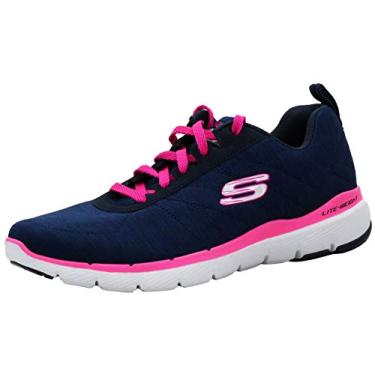 Imagem de Skechers Women's Flex Appeal 3.0-Insiders Navy/Hot Pink Sneaker 8 W US