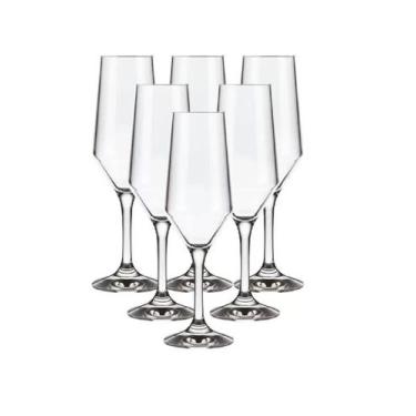 Imagem de Conjunto 6 Taças de Vidro Cristalino Buffet 186ml Espumante Champagne 