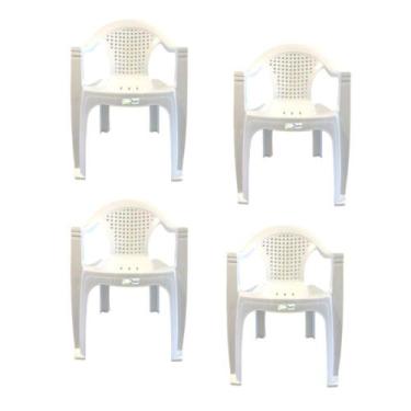 Imagem de Kit 4 Cadeiras Plasticas Com Braço Viviane Branca 156Kg - Duoplast