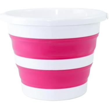 Imagem de Balde de Silicone Dobrável 5 Litros Compacto Multiuso Com Alça Ideal Para Limpeza (Rosa)