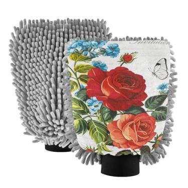 Imagem de STAYTOP Luvas de lavagem de carro da Torre Eiffel de Paris, 2 peças, luvas de microfibra de chenille, sem arranhões, panos de esponja de lavagem ultra absorventes para carros, limpeza doméstica - M