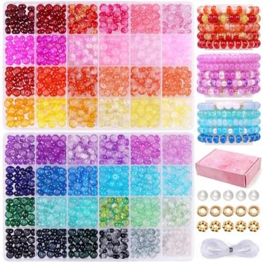 Imagem de 1200 peças de contas de vidro de abaco para fabricação de joias, 48 cores de pedras preciosas Rondelle para kit de fabricação de pulseiras, contas de cristal para colar artesanato DIY, 5 x 8 mm
