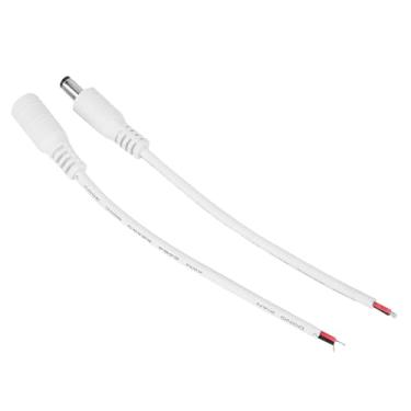 Imagem de FTVOGUE Bulk 5 Pack 5,5x2,1mm Conector Macho Fêmea DC Power Plug Jack Connector Cable, para Luz de Tira LED, Câmera CCTV e Pequenos Eletrodomésticos (Branco)