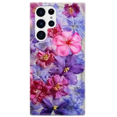 Imagem de J.west Capa para Galaxy S22 Ultra 5g 17.3 cm, capa fina e macia floral no gelo, estampa de flores de jardim, à prova de choque, TPU (poliuretano termoplástico), capa protetora de silicone para meninas