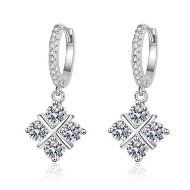 Imagem de Brincos de prata esterlina s925 2,4 quilates Moissanite, apanhador de sonhos, brincos de cruz clássicos, brinco de moissanita, médio, prata, moissanite, médio, prata, moissanita, Medium, Prata,