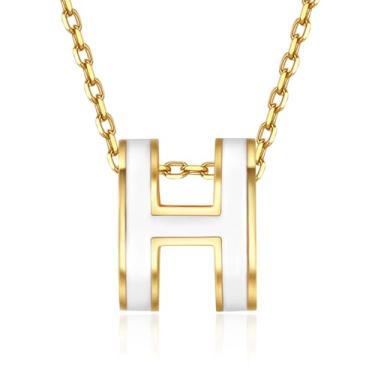 Imagem de BUENAVO Colar feminino com design clássico banhado a ouro 18K esmaltado com pingente feminino colorido e opcional, Large size, Banhado a ouro 18K, Sem Pedra Preciosa