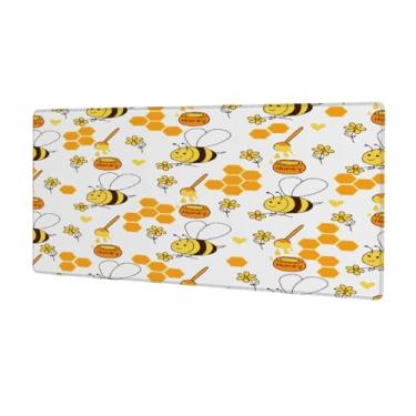 Imagem de Tapete de rato grande abelha animal fofo à prova d'água tapete protetor de mesa estendido para computador tapete de base de borracha antiderrapante para escritório, computador, teclado, laptop e mesa